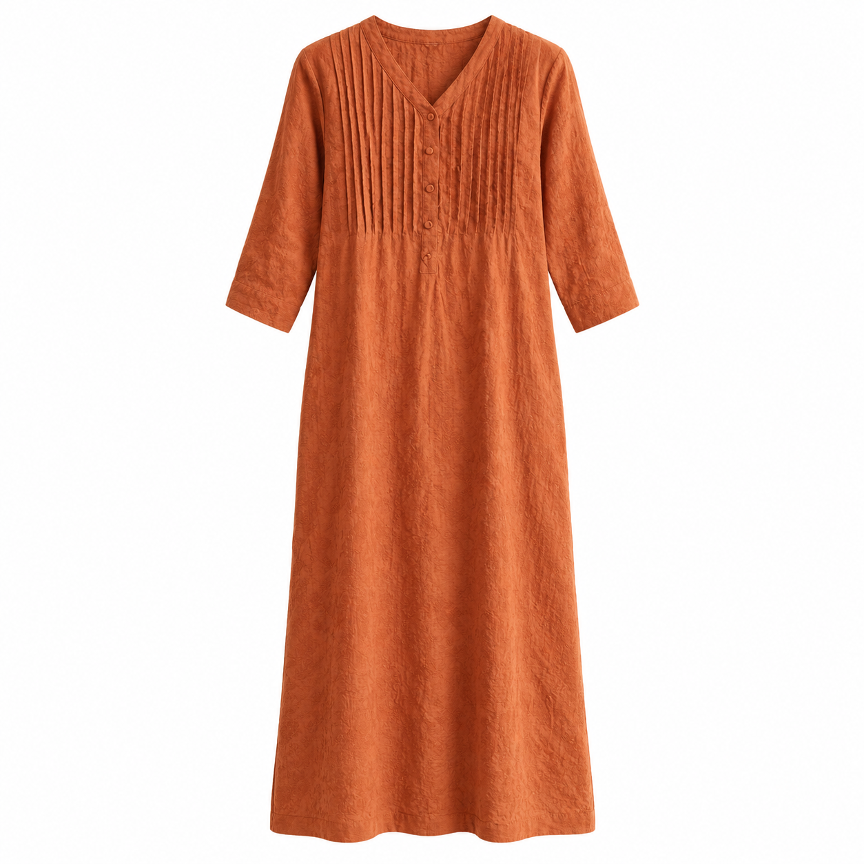 V-Neck Pintuck Long Dress - Image 2