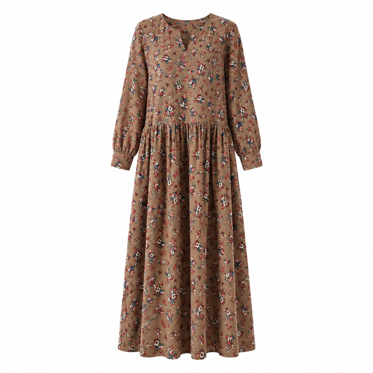 Floral Long-Sleeve Cotton Dress - Image 3