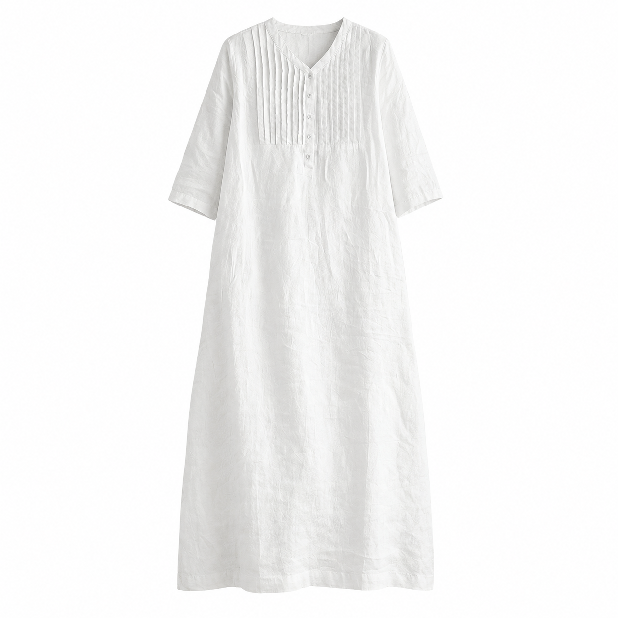 V-Neck Pintuck Long Dress - Image 8