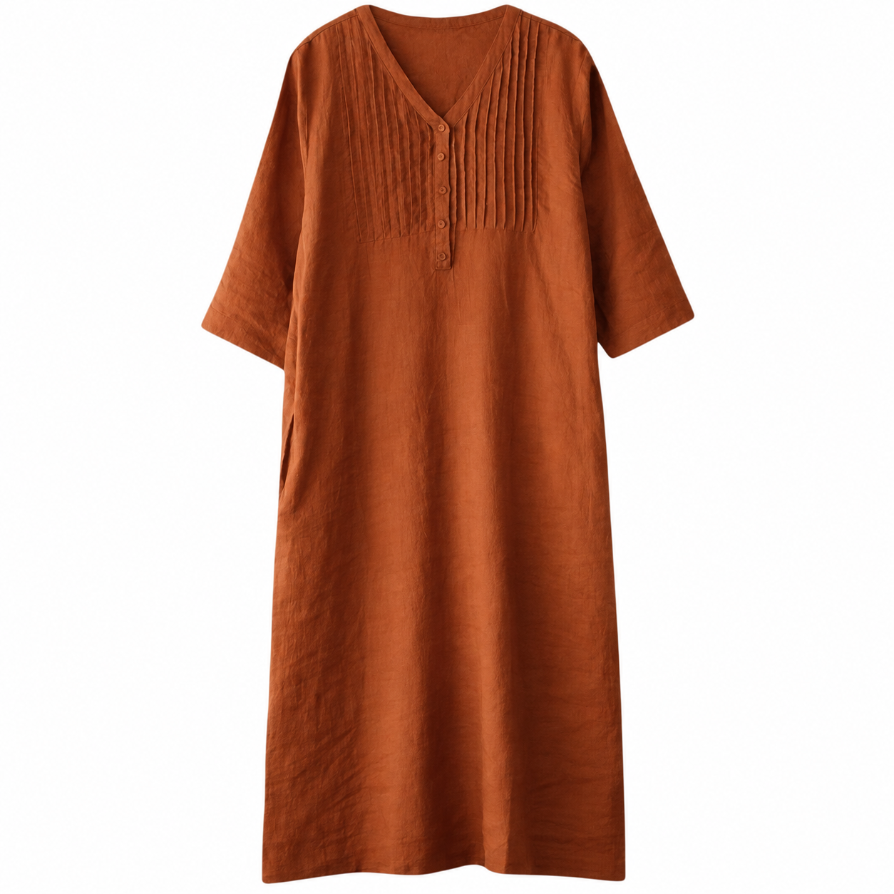 V-Neck Pintuck Long Dress - Image 3